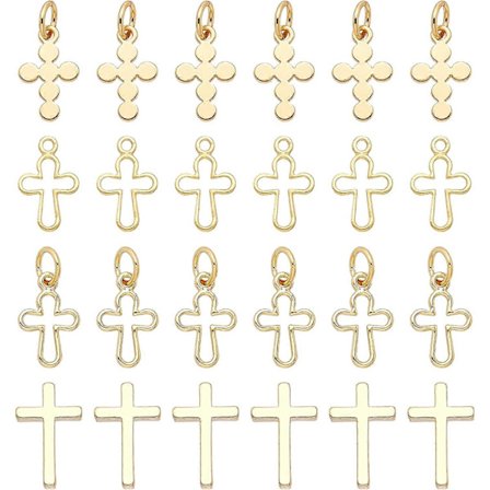 40 stk. 4 Stiler Ekte 18K Gullbelagt Messing Kors Anheng Gullbelagte Anheng Halskjede Øredobber Smykker Gave til DIY Smykkefremstilling DIY Håndverk 