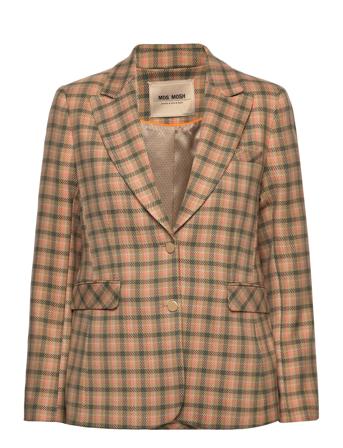 Axton Checked Blazer Blazers Single Breasted Blazers Beige MOS MOSH*Betinget Tilbud