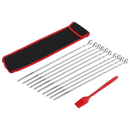 10 stk. Kabob Spyd Flade Metal BBQ Grillspyd Rustfrit Stål Kabob Pinde Genanvendelig Grillning