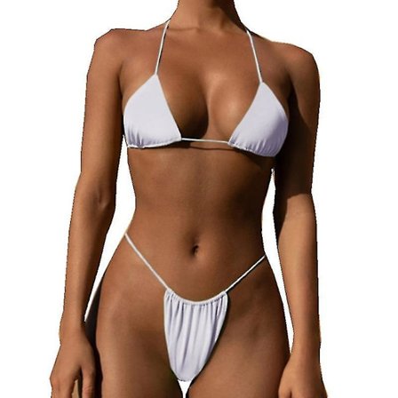 Women Two Piece Swimsuit Sexy Swimwear Halter String Triangle Bikini S