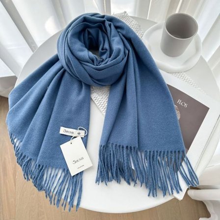 Enfärgad cashmere scarf sjal dam vinter exklusiv mångsidig 250g höst och vinter ny varm scarf