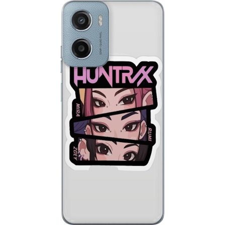 Yhteensopiva Puhelinkuori Motorola Moto E15 K-pop-inspiroitunut futuristinen tyttöryhmä neonvaloissa ja kosminen sci-fi-kohtaus