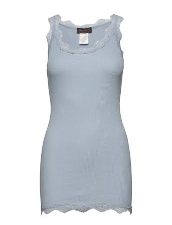 Top Long W/Vintage Lace Top Ærmeløs Top Blå Rosemunde