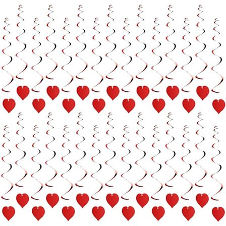 48 stk. juleophæng med røde hjerter