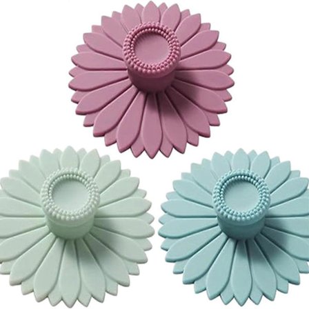 Solsikke Silikon Kopplokk (Sett med 3), Flerfargede Silikonlokk for Kopper, Krus, Tekanner, Fleksible Kopplokk, Varme Kopplokk for Kaffe og Te