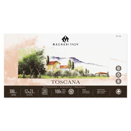 Magnani Aquarelblok Toscana 100% Katoen 300g Rough 12x23cm 20 Sheets