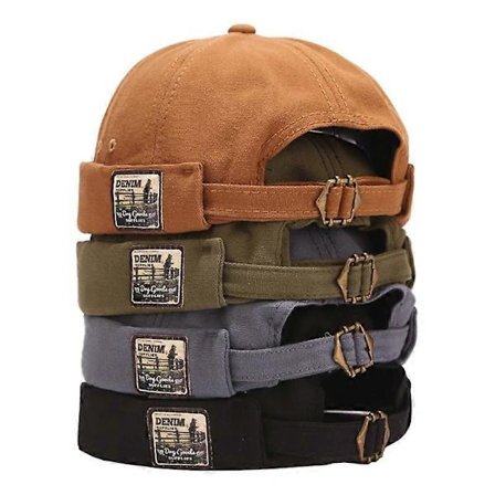 Vintage Docker Kasket Uden Skygge Åndbar Beanie Hat Bomuld Retro Justerbar Litterær Udlejer Sømand Kasket Kvinder Hip Hop Hat MZ10061*1