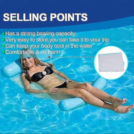 Multifunktionell flytande hängmatta, uppblåsbar poolflotte 4-i-1 lutande flotte hängmatta vattenhängmatta multifunktionell hopfällbar flytande 