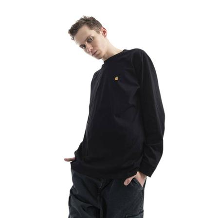Carhartt Wip, Koszulka męska longsleeve Chase Long Sleeve T-Shirt Czarny, Mężczyzna, Rozmiar: M