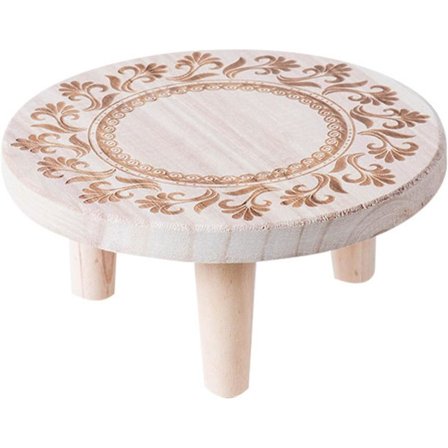 Mini træskammel rund dekorativ blomsterkrukkeholder indendørs udendørs rustik haveindretning