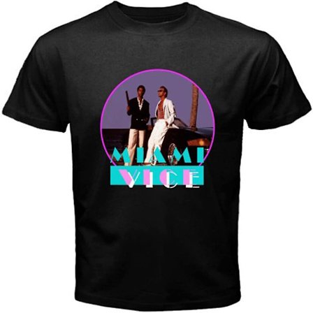 Miami Vice Retro TV-serie Don Johnson Svart T-shirt herr Svart -vuxen, 3xl
