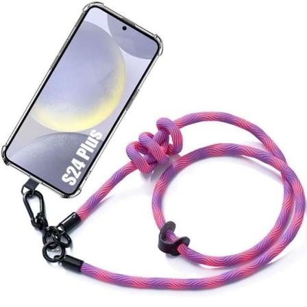 Crossbody etui til Samsung Galaxy S24 Plus (Galaxy S24+) - Blød beskyttelse med robust skulderrem Pink Transparent, Rosa
