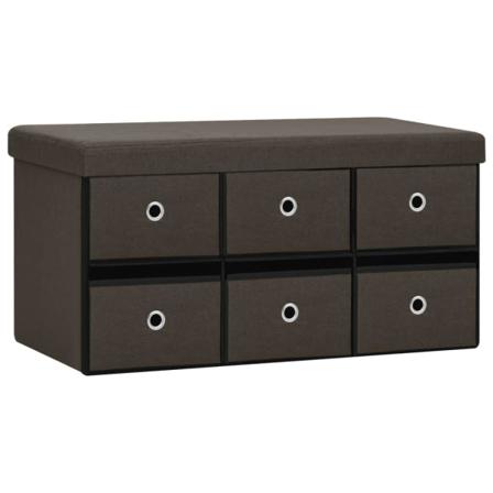 Vidaxl Hopfällbar Förvaringsbänk Mörkbrun 76x38x38 Cm Konstlinne Brun