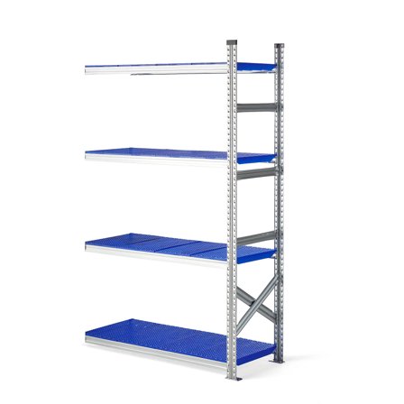 Regalsystem TRANSFORM, Anbaumodul, 1972 x 1200 x 500 mm, Kunststoff blau