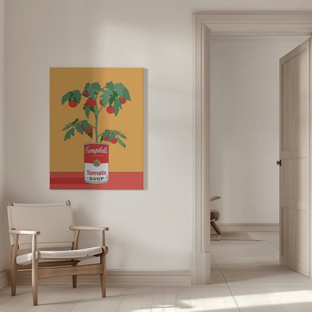Campbells Soup Tomato Plant Retro Illustration Canvastavla 50x70 cm