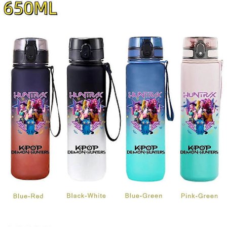 650 ml KPop Demon Hunters Vandflaske med Flip Cover - Perfekt til Rejser, Fitness og Gaver
