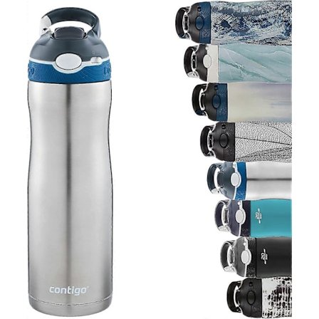 Vannflaske med flip-sugerør, termisk drikkeflaske i rustfritt stål, vakuumflaske, lekkasjesikker gymflaske, 590 ml