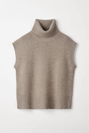 Soft Goat - Turtleneck Vest - Women cashmere sweater - L - Stone