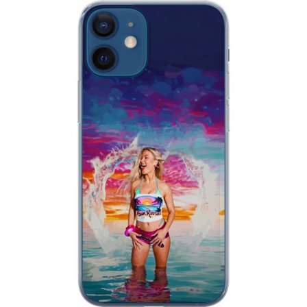 Kompatibel Mobilcover til Apple iPhone 12 Blond kvinde i farverigt strandtøj, der leger i havet ved solnedgang