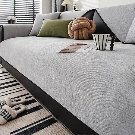 Moderne ensfarvet sofamåtte Anti-kradse kattedækken Chenille Anti-skrid Universal til alle årstider Sofahynde Ryglæn Håndklæde