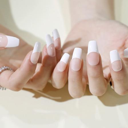 Manikyr Vit Rosa Finger Nagellapp 24st