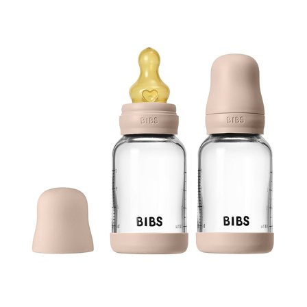 BIBS Glass Baby Bottle Round Latex 120 ml, Børn & Forældre, Sutteflasker & Tilbehør, Sutteflasker