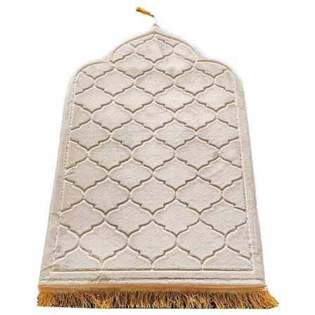65 cm x 110 cm Ramadan-matta Mjuk muslimsk matta Bönematta för Ramadan-dekoration (Beige)