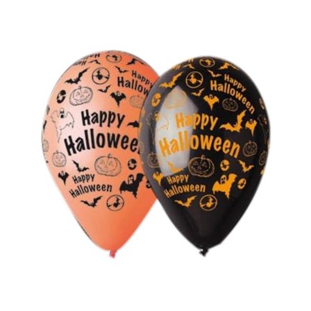 Balloner Happy Halloween Sort & Orange 10-pak - Ballongkungen