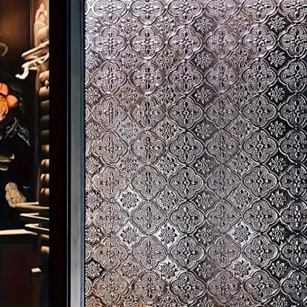 Frostet vindusfilm, 3D blomstermønster, statisk vindusdekor, dekorativ personvern vindusfilm