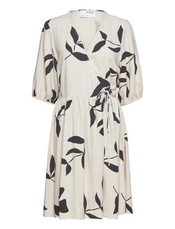 Slframi 2/4 Aop Short Wrap Dress B Dresses Wrap Dresses Creme Selected Femme