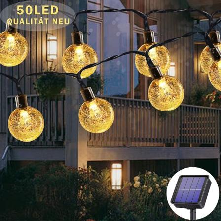 Ulkoilma Solar-valoketju 50 LED:t 7m 8 Solar-tilaa, Vedenkest v , Ulkok ytt n