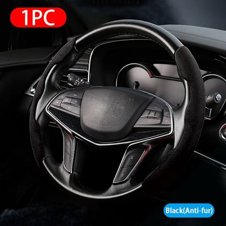 (Anti-päls Svart) Bilratt Skydd Kolfiber 2st Anti-halk Ratt Skydd Snap-in Typ Bil-Styling Interiör Tillbehör