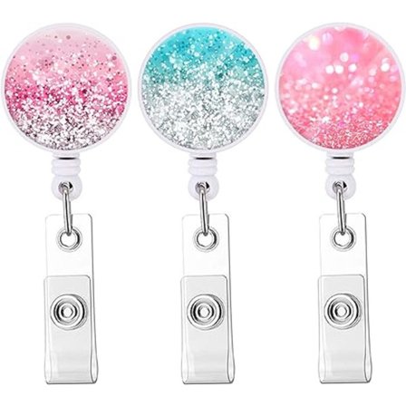 3 st Retractable Badge Reel Cute Badge Holder med Alligator Clip Nurse Nam