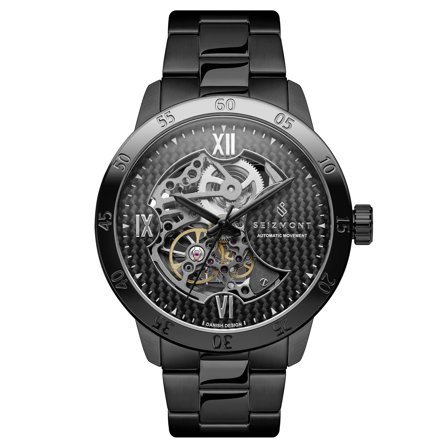 Dante II | Black Skeleton Watch with Carbon Fibre Dial for Men - Skeleton watches