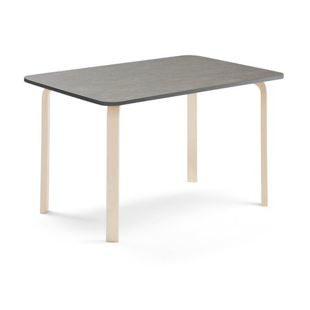 Tisch ELTON, 1400x700x710 mm, Linoleum dunkelgrau, Birke