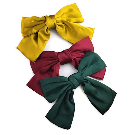 3 st Stora Hårklämmor Svart Mjuk Satin Flickhårprydnad Topp