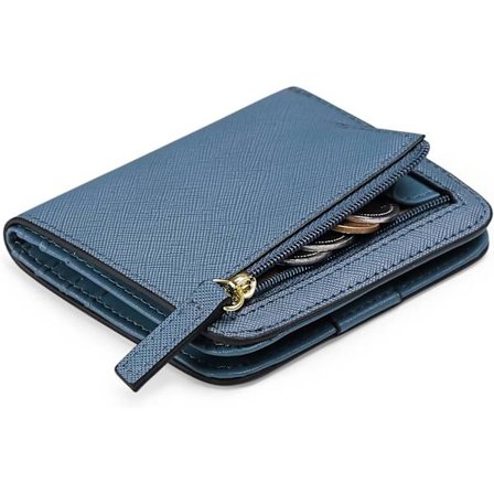 Damer RFID Blokerende Læderpung, Kompakt Bifold Pung til Kvinder, Lynlås Pengepung, Lille Damepung med ID-Vindue