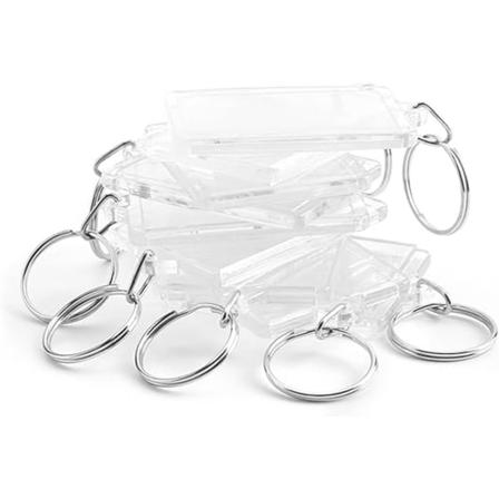 10 st foto nyckelringar, genomskinliga fotoramsnyckelringar, akrylnyckelringar, DIY personliga rektangulära nyckelringar med delad ring