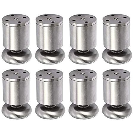 8 stk. Rustfrit Stål Møbelben Højden Justerbar, Arbejds-/Enhed-/Morgenmadsbar-/Bordben, 50 x 80mm, Gummimåtte, Sikker