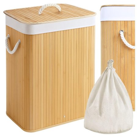 Hopfällbar tvättkorg i bambu, leksaker, underkläder, stor förvaringslåda_MGF