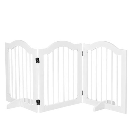 Rootz Dog Gate - Hundespærre sikkerhedslåge - hundevagt - 3-delt gitter - spærredør sikkerhedslåge - hvid - 154,5x29,5x61 cm