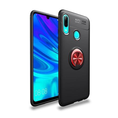 Huawei P Smart 2019 takatuki suojakotelo metalli rengaspidike - Musta / Punainen Multicolor