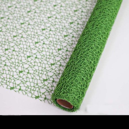 2 ruller farverig jacquard mesh hul blonde blomsterindpakningsnet - 50 cm x 4,5 meter Green