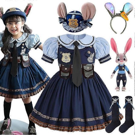 Zootropolis Judy Hoppsin naamiaisasu, Disney-teemajuhla-asu, tyttöjen poliisiasu, ylellinen Halloween-karnevaaliasusetti