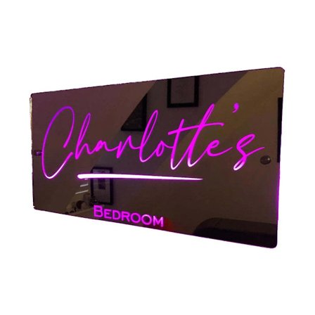 Personligt Navnespejl Soveværelsesspejl Med LED Lys Neon Skilt Lys Emitterende Akryl Spejl DIY