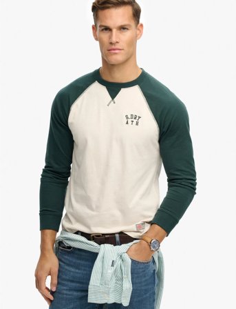 Superdry Vintage Athletic Baseball Top - Cream - XL