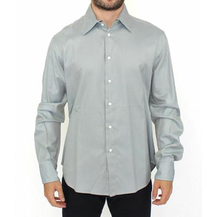Ermanno Scervino, Ermanno Scervino Gray Cotton Long Sleeve Casual Shirt Top Szary, Mężczyzna, Rozmiar: L