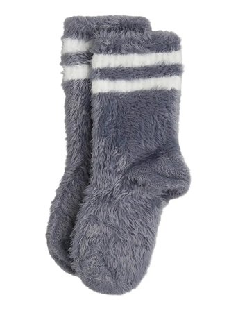Mini Rodini Stripe Fluffy 1-Pack Socks - Grey - 32/35