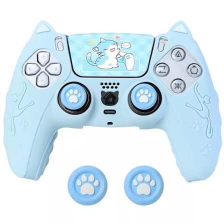 Rosa Katt Tass PS5-kontroll, Set med Handtag, Halkfritt Silikonskydd, Skyddande Fodral med Joystick Rosa Pink