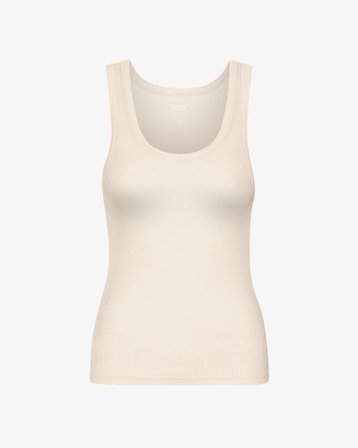 Women Organic Rib Tank Top - Ivory White - Female - L